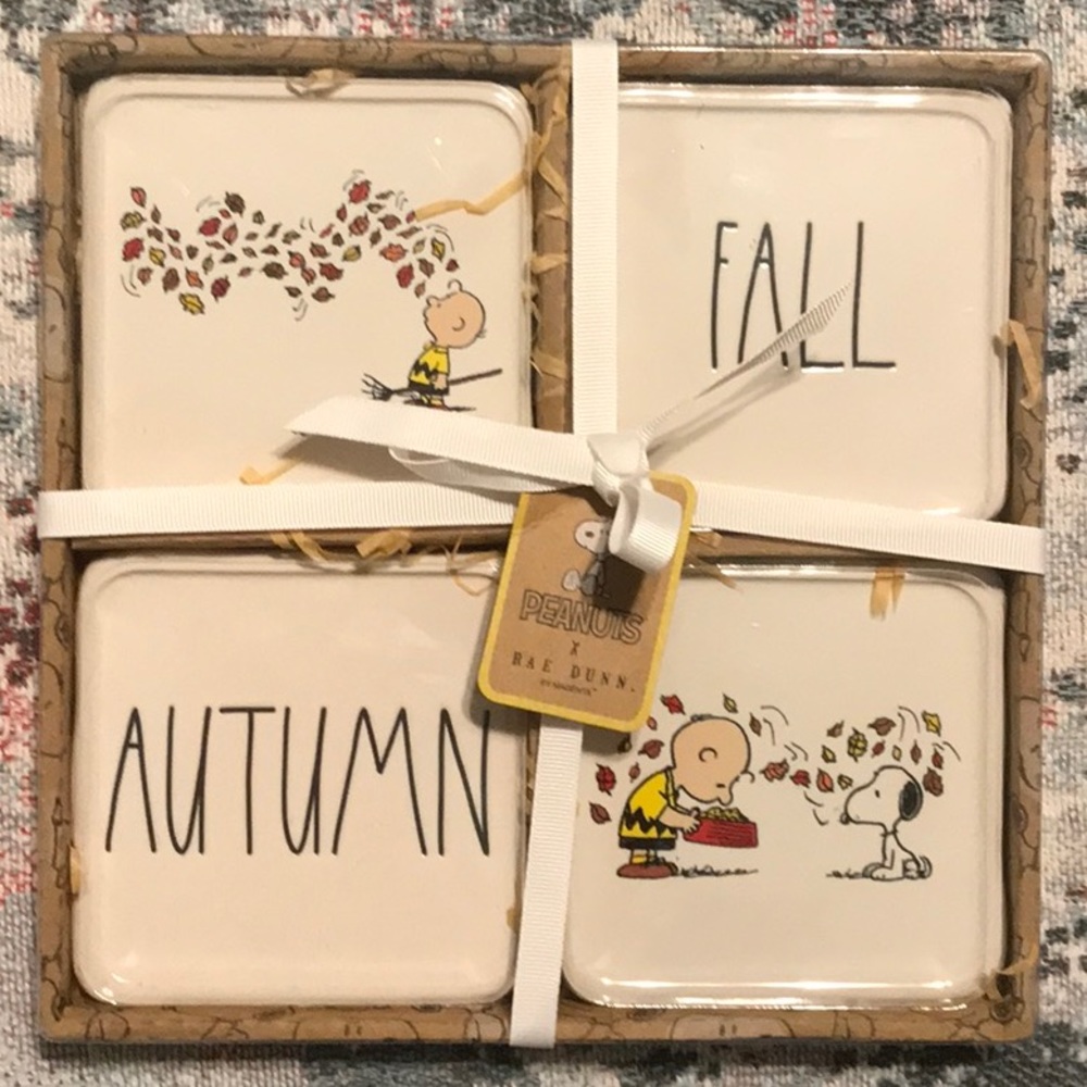 Rae Dunn Peanuts Fall Autumn Coasters Set Of 4